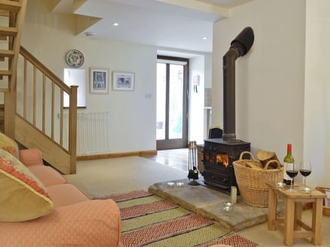 Lounge with wood-burner and patio doors | Honey Cottage - Bramble Cottage and Honey Cottage, Newland, near Coleford