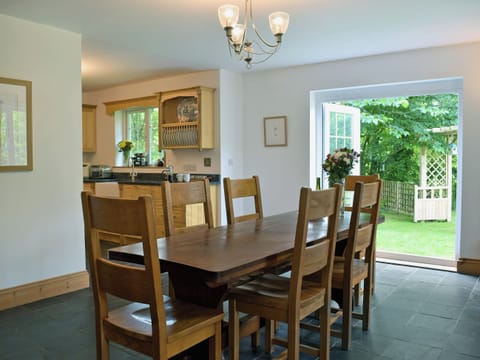 Beautifully presented kitchen/dining room with patio doors leading to garden | Cornant, Llechryd, near Cardigan