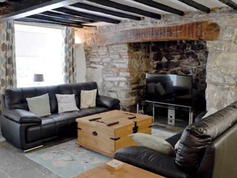Large living room/ kitchen, beamed ceiling | Pendref, Trawsfynydd, near Blaenau Ffestiniog