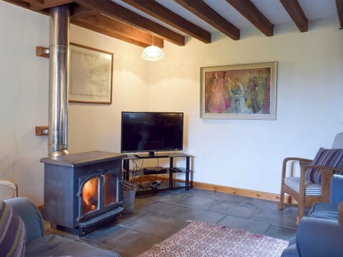 Comfortable and warm living area with wood burner | Y Bwthyn - Fachongle Ganol Cottages, Fachongle Ganol, near Newport