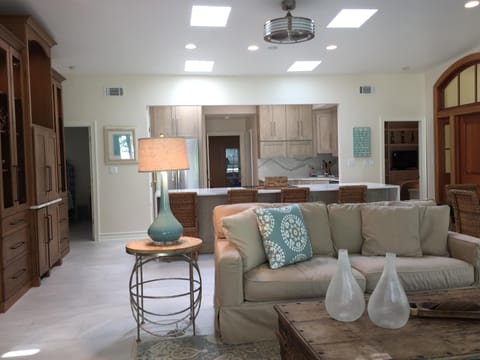 High ceilings and sky lights make the home bright and spacious.