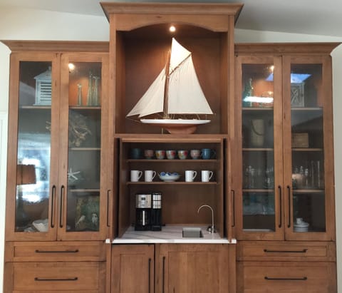 Custom Hutch with Coffee Bar, Filtered Water, and Ice Maker!
