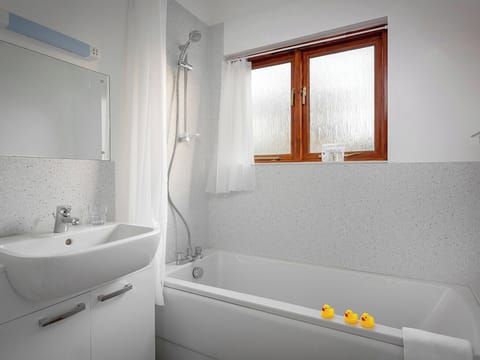 Family bathroom with shower over bath | Grebe - Daisy Broad Lodges, Wroxham