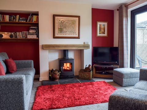 Tastefully furnished living room with patio doors | Fell View, Kettlewell, near Buckden