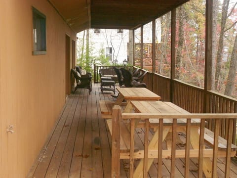 Lower Deck With Seating Area, And Picnic Benches