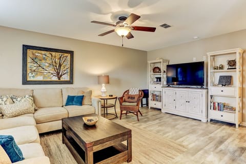 Your Living Area with Large TV and Couch