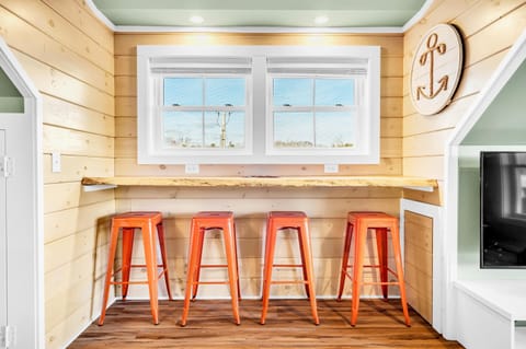 Counter and stools in the game room