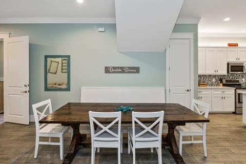 Custom-designed table and seating bench allow for roll up access.