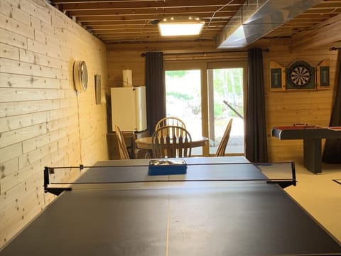 Ping Pong table and equipment. 