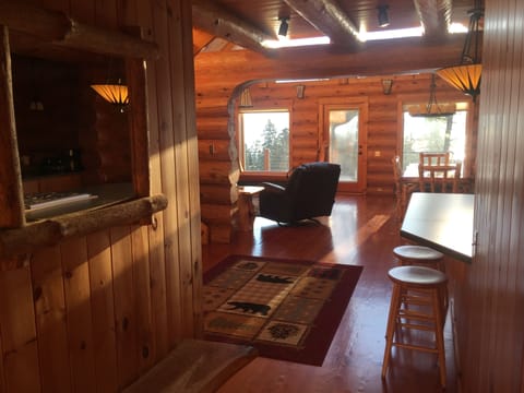 Bright sunlight greets us as we enter the cabin!