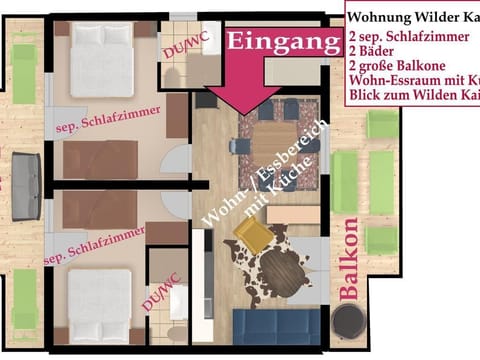 Apartment WilderKAISER 80m²/2 bedrooms/2 bathrooms/balcony - Alpenchalet "Der Tyroler Apartment in Salzburgerland
