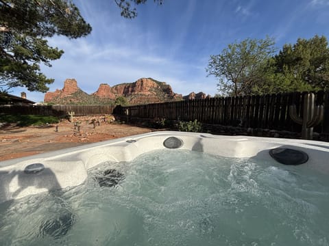 4 person hot tub with red rock views