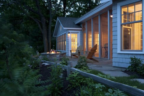Patio with fire pit, Lakeside