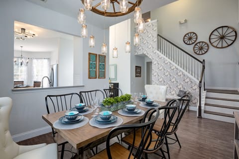 Dining table with seating for 8