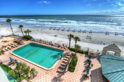 Oceanfront pool just steps from the beach. Lounge in the sun and enjoy a Florida sunrise.