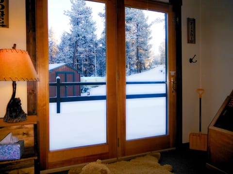 French door to the back deck off of the bunk room.