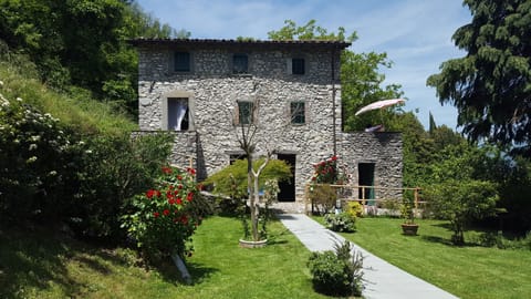 Lovely climbing roses and shrubs adorn the property. Surrounded by greenery.