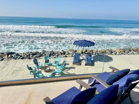 Beachfront property with fire ring and sand