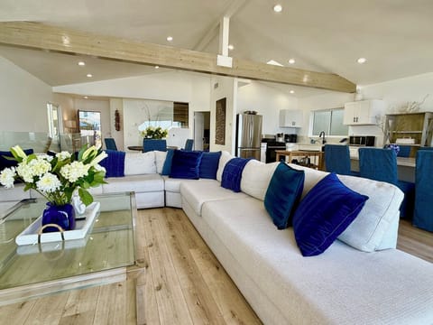 Great room opens to beach