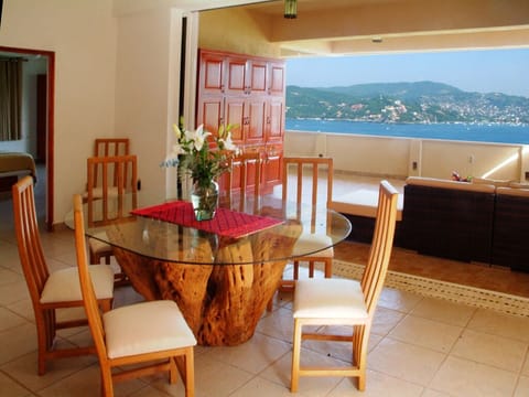 Dining room opening onto the spacious terrace