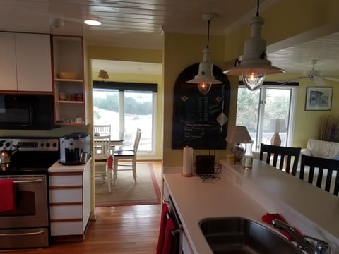 Bar and kitchen, facing dining room