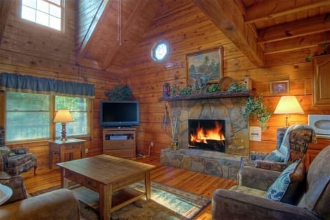 Family Room with Wood-Burning Fireplace
