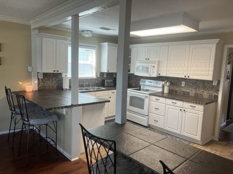Fully stocked kitchen.