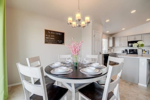 The warmest family memories are made around the dining table, and this one comes with 8 chairs (only 6 pictured).