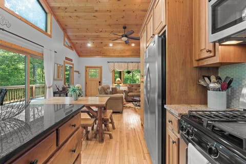 The kitchen island is any aspiring chef's dream workspace with lots of room for chopping, slicing, and cooking up a delicious meal!