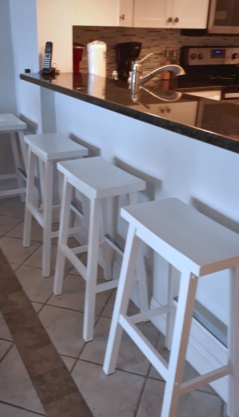NEW BREAKFAST BAR with an extra comfy stools!