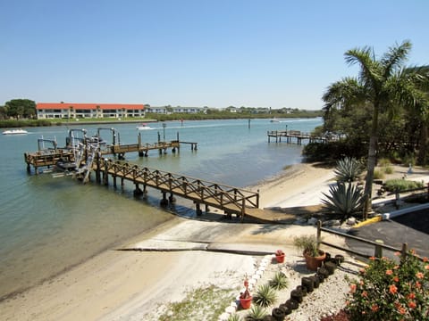 Unique waterfront setting with small beach and private fishing pier