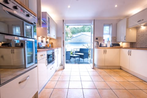 French doors lead into the small courtyard garden.