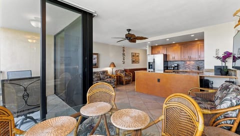 Looking to kitchen from dining area.