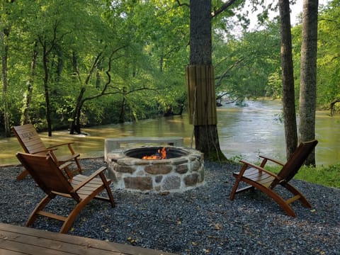 Spring 2020--water was up and fire pit was finished.
