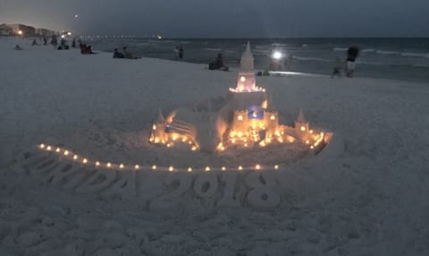Castle Art on the beach in front of WatersEdge 517! Yes you 