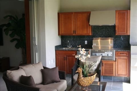 Lanai with gas grill, outside fridge and maximum in relaxation.