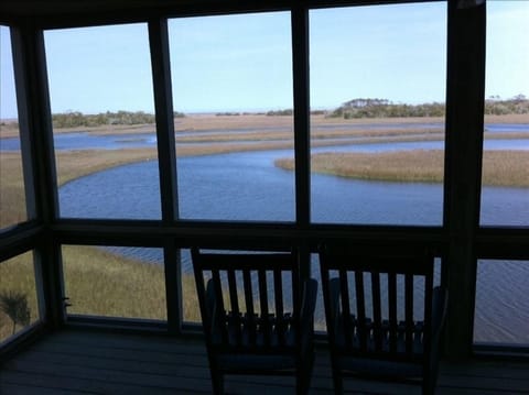 THE VIEW - Rocking Chairs looking North over 10,000 Acres of Creeks and Marsh