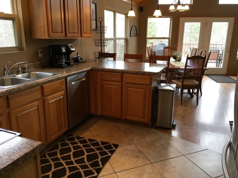 Kitchen with bar seating for 3