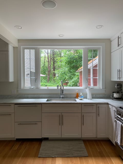 Kitchen sink view to the backyard 