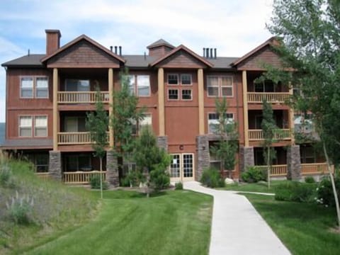 Exterior of condominium Building C, first floor, left corner unit.
