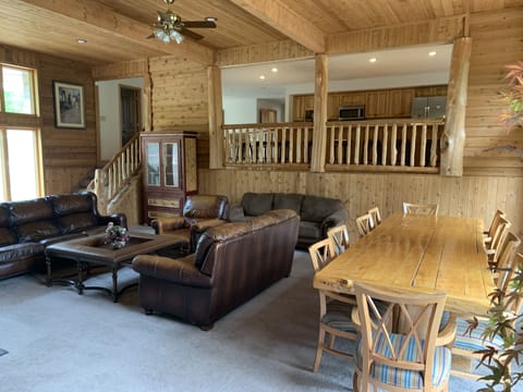 Living room and dining table for 12