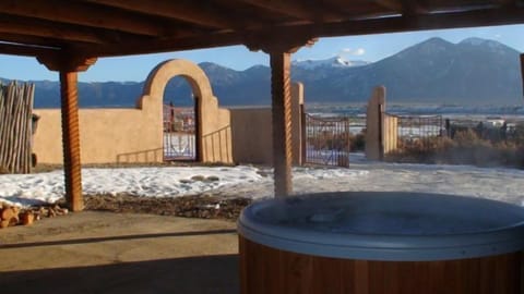 Hot tub in winter moonlight