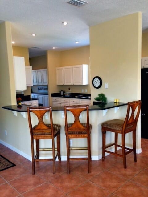 Kitchen counter viewed from living room