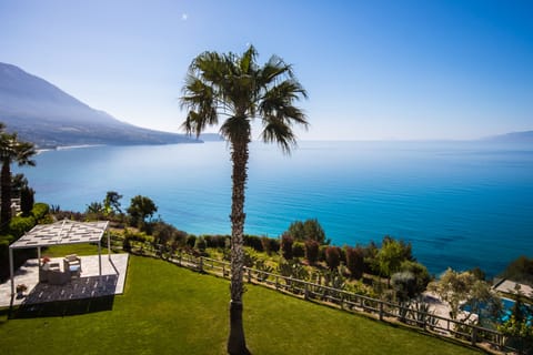 Garden area with stunning sea views.