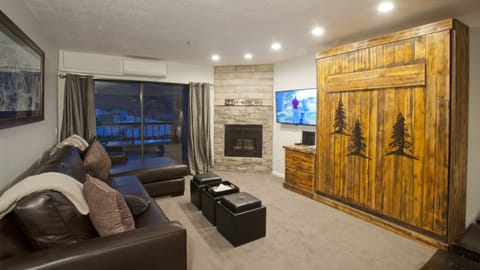 Living room with Queen Murphy bed