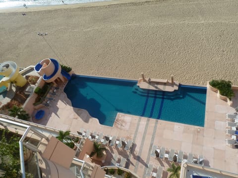 Overlooking the pool