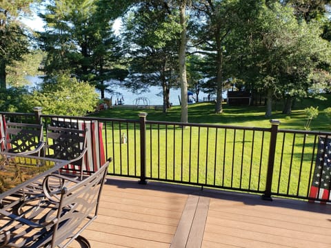 Backyard and lake view from deck