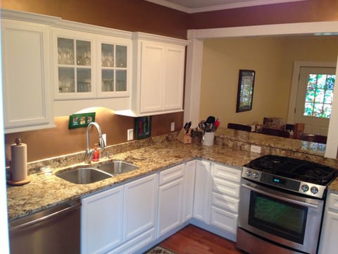 Gourmet kitchen fully equipped for the serious chef or casual cook.  Gas Stove