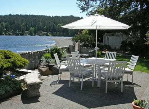 Patio just a few steps from the beach