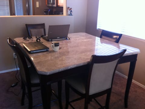 Morning coffee or Internet surfing. Will seat 8.